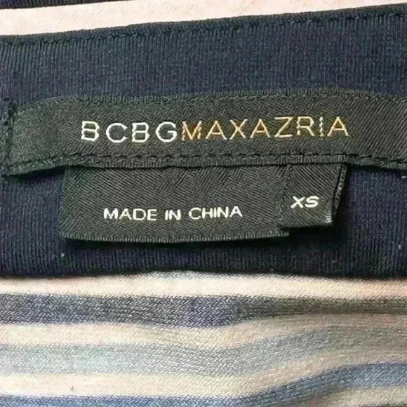 BCBGMAXAZRIA Women's XS Blue Striped A-Line Sleeveless Dress - Picture 6 of 6